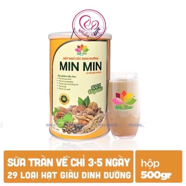 [Hộp 500g ] Ngũ cốc lợi sữa Minmin sữa về ướt áo