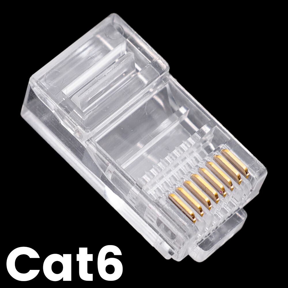 RJ45 Cat6 Cat5e Connector Ends Gold Plated 8P8C Ethernet Pass Through Plug UTP Network Plug Ethernet Cable Crimp Connectors