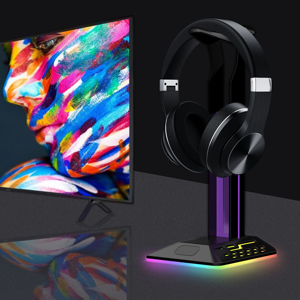 {Tenda} RGB Headphone Holder Rack Gamer Headset Display Stand Laptop PC Gaming Accessory