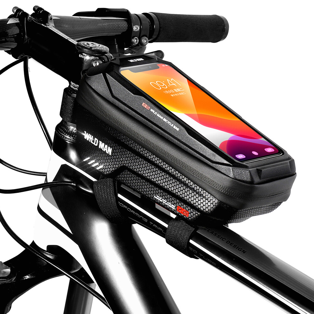WILD MAN MTB Bicycle Touch Screen Bag Waterproof Top Tube Hard Shell Case