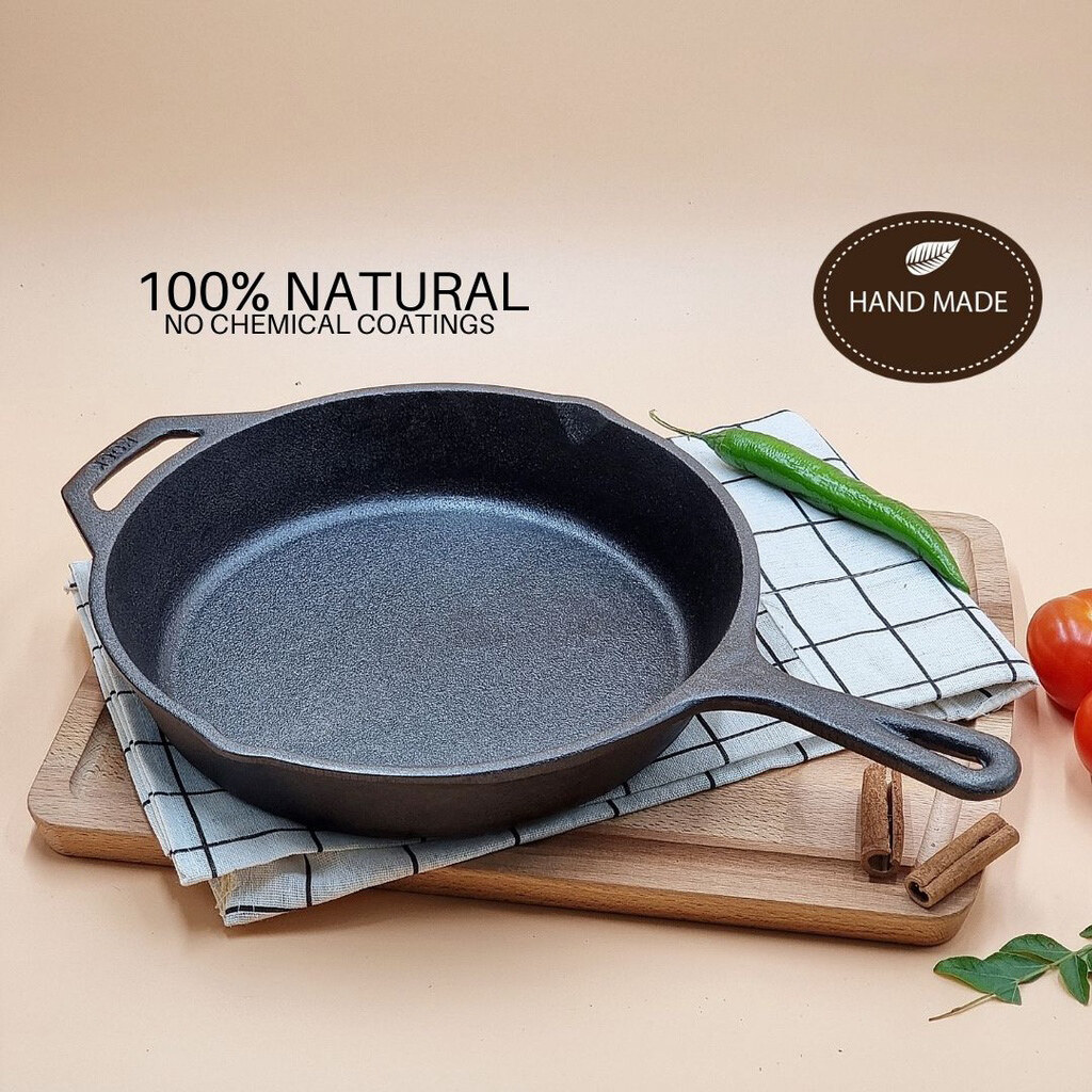 PreSeasoned Cast Iron Skillet Non Stick Campfire Cooking Grill Steak Frying Pan Induction Oven