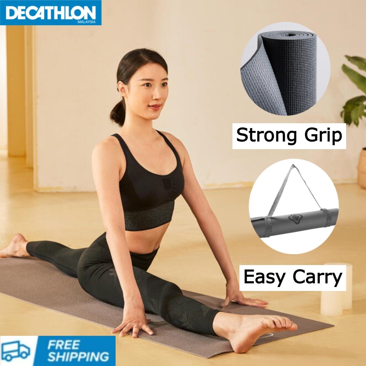 Decathlon Non Slip Yoga Mat 4mm High Grip Domyos Lazada