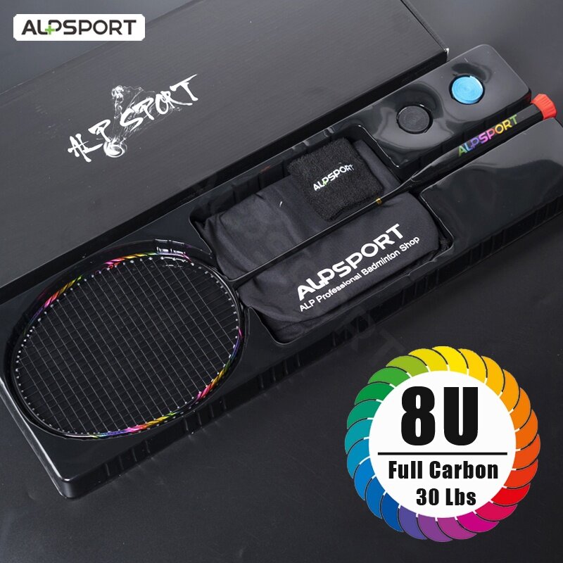 Vợt Cầu Lông ALP BBQ2.0 Super Light 8U, Vợt Cầu Lông Sợi Carbon Toàn Bộ Kèm Túi, Vợt Tennis Chuyên Nghiệp, Dây Đeo Thể Thao Cho Trẻ Em Người Lớn