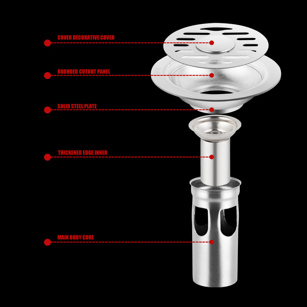 Nắp Đậy Cống Thoát Nước Sàn Nhà Tắm Nhà Bếp Hình Tròn Bằng Thép Không Gỉ 10Cm Bộ Lọc Nhà Bếp