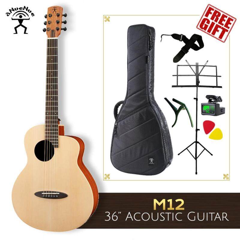 aNueNue M12 Feather Bird Solid Top Acoustic Guitar Travel Adult ( FREE Guitar Bag, Tuner, Picks, Strap, Capo, Music Stand) Malaysia