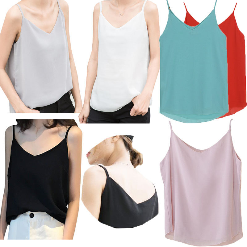 Yingbao S-5XL  Singlet Camisole Top Sleeveless Top for Women Plus Size korean style Ice Silk Fashion Casual Camisole V Neck Tank Top Loose White Black Grey