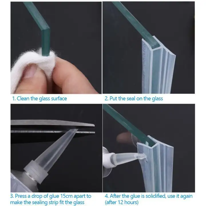Flyupward 3m 9 8ft Glass Shower Door Seal Strip Frameless Weatherproof Weather Stripping Sweep Flexible Silicone Draft Stopper Noise