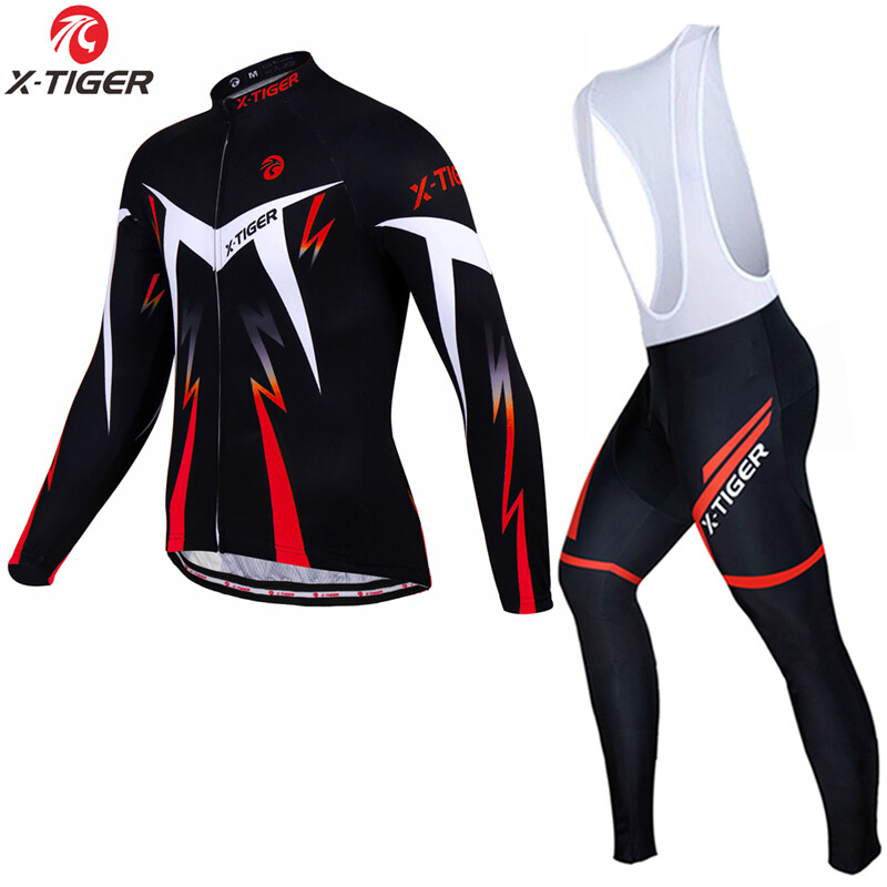 X-TIGER Pro Cycling Jersey Set Long Sleeve Mountain Bike Cycling Clothing Breathable MTB Bicycle Clothes Wear Suit for Mans