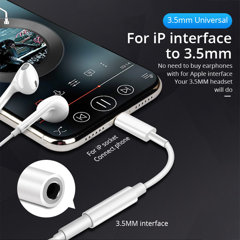 FONKEN Cáp Chuyển Đổi Đầu Nối 3.5Mm Bluetooth Lightning Sang Giắc Cắm Tai Nghe Aux 3.5Mm Bộ Chuyển Đổi Âm Thanh Cho iPhone 7/7Plus/X/ 11Pro/ XS