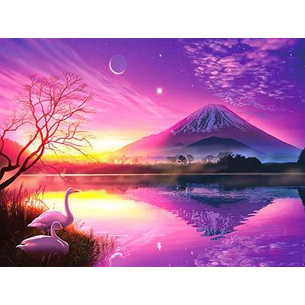 Beautifulhome 5D DIY Full Round Drill Diamond Painting Pretty View Cross Stitch Embroidery Kit(35x25CM)