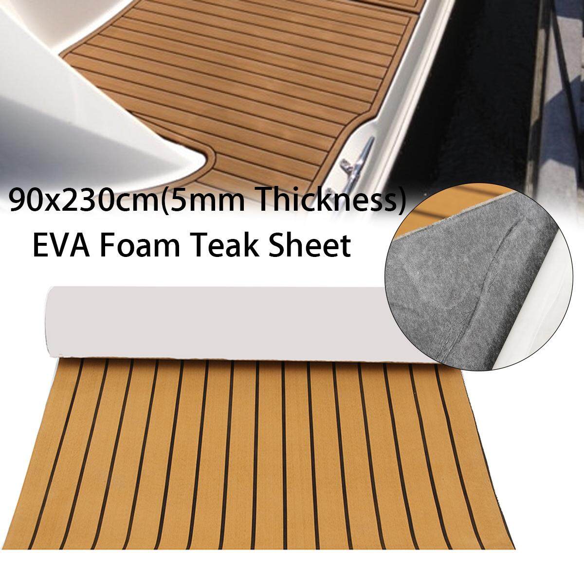 【Free Vận Chuyển + Đèn Flash Deal】90x230cm Tự Dán EVA 5mm Xốp Gỗ Tếch Tấm Thuyền Decking Vàng Với Dây Đen