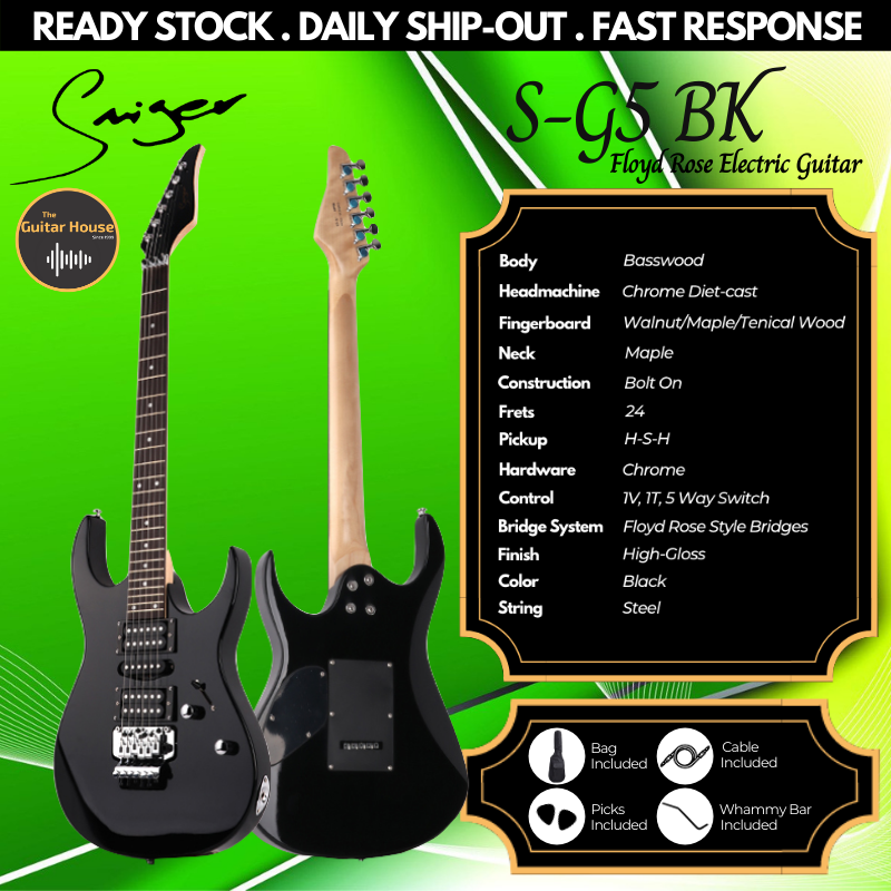 Smiger S-G5 BK Floyd Rose Series Electric Guitar w/Bag (SG5) Malaysia