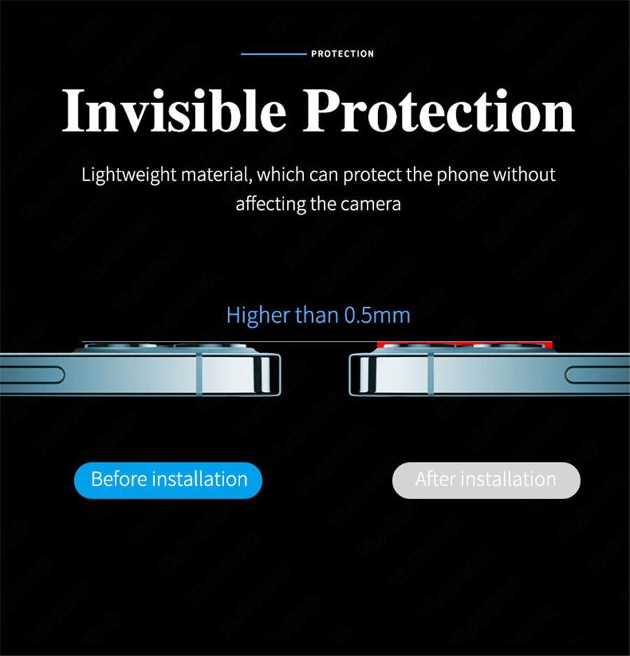 Ốp Bảo Vệ Màn Hình Ống Kính Máy Ảnh Phủ Toàn Bộ 3D Cho IPhone 13 Pro Max 12 Pro Max 12 Mini Kính Cường Lực Bảo Vệ Máy Ảnh + Ốp Vòng Kim Loại