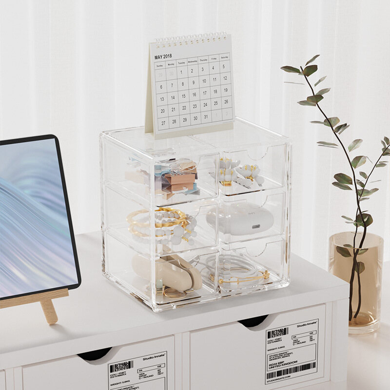 Desktop cabinet storage box transparent drawer-type separated pen container student office desk stationery storage box rack