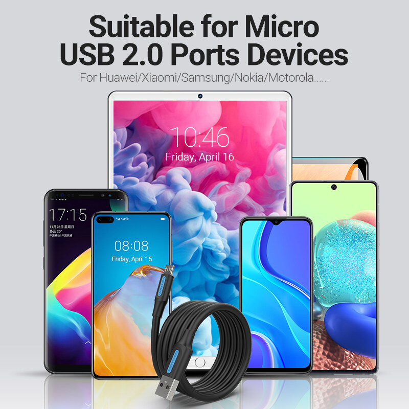 【COD】Vention Cáp Micro USB Cáp USB Sạc nhanh USB TO Micro USB cho Xiaomi Redmi Note 5 Pro Android Cáp dữ liệu điện thoại di động cho Samsung S7 Bộ sạc Micro Cáp USB Cáp sạc USB Cáp USB