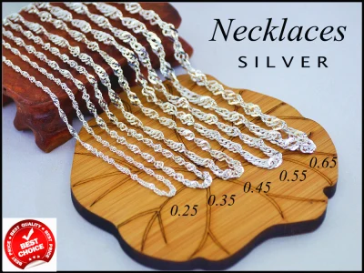 Silver Necklace 925* (水波925纯银项链) Rantai Leher Perak 033
