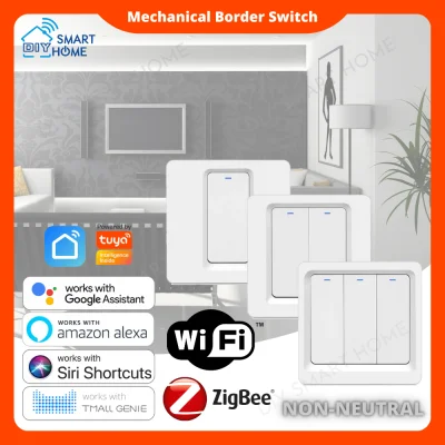 Tuya Wifi Zigbee Mechanical Button Smart Home Switch (No neutral) Smart Home Smart Life Alexa Google Home Tmall Genie