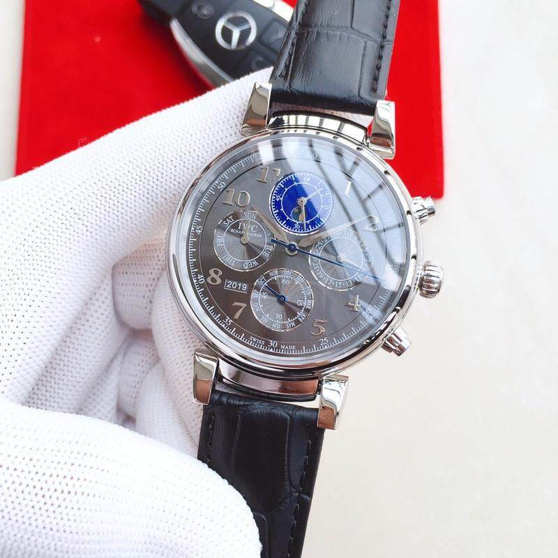 Superior Quality_Darcy_IWC_IW392101 untuk Jam Tangan Pria Multi-Fungsi Mekanis Otomatis Inti Tampilan Multi Fungsi Hitam Kulit Tali Diameter 43 Mm * 14 Mm Perak Hitam