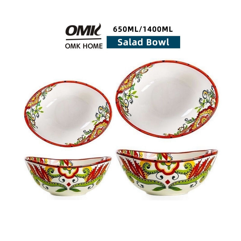 OMK Red Luca Series Ceramic Boat salad bowl