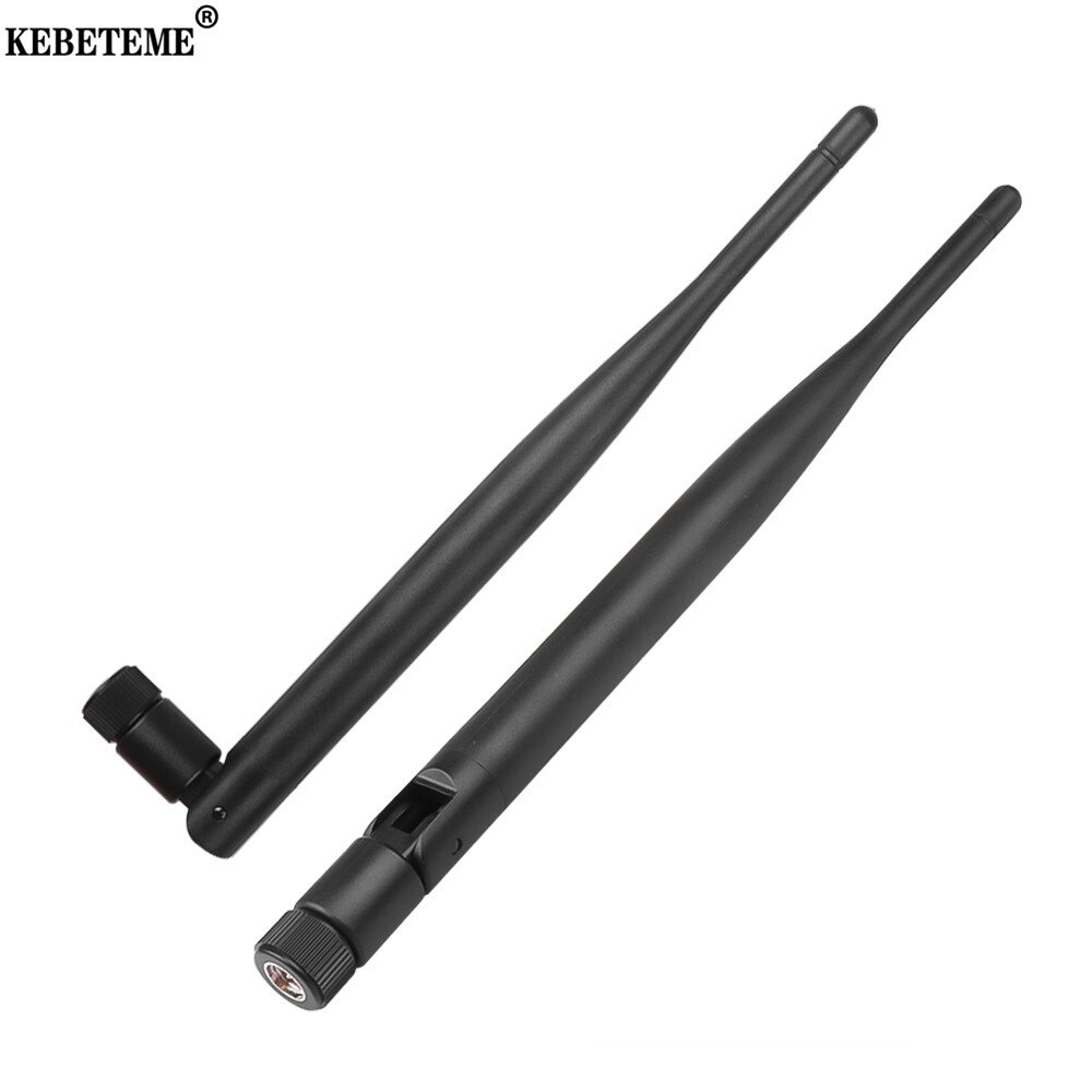 KEBETEME 2.4GHz WiFi Antenna 5dBi Aerial RP-SMA Male Wireless Router 2.4GHz Antenna WiFi Amplifier Booster For Router