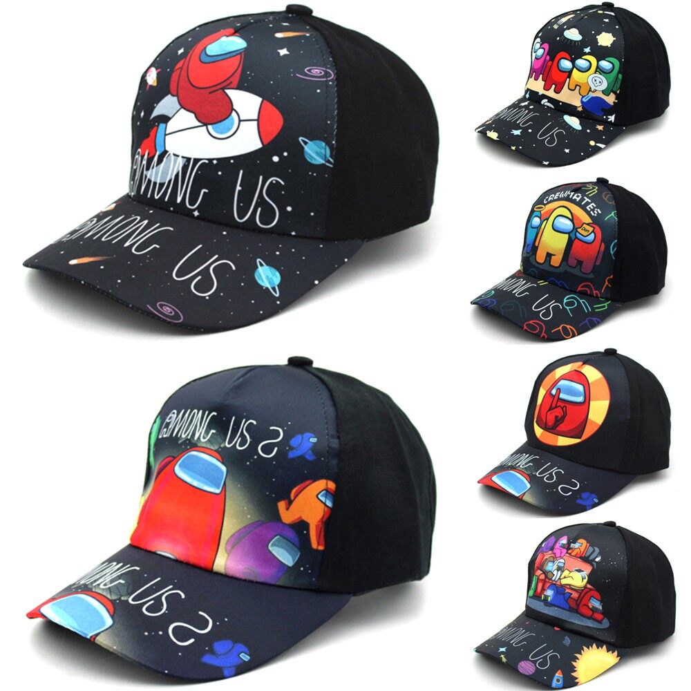 Ghobfpe Fashion Children's Cartoon Peaked Cap Among Us Boy Outdoor Stick Summer