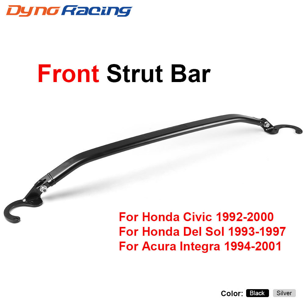 Black front upper strut brace tie bar rear kit for honda civic 92-95 eg ek/93-97 del sol/94-01 integra dc2 front strut bar