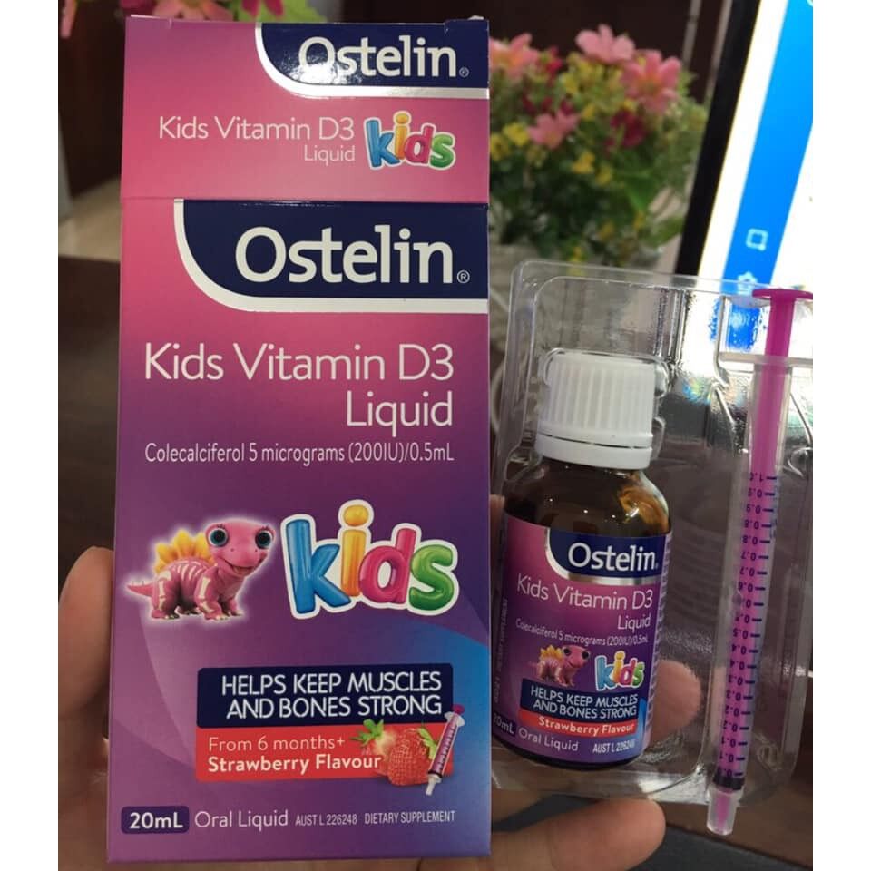 Ostelin Kids Vitamin D3 Liquid 20ml, bổ sung vitamin d3 cho bé từ 6 tháng