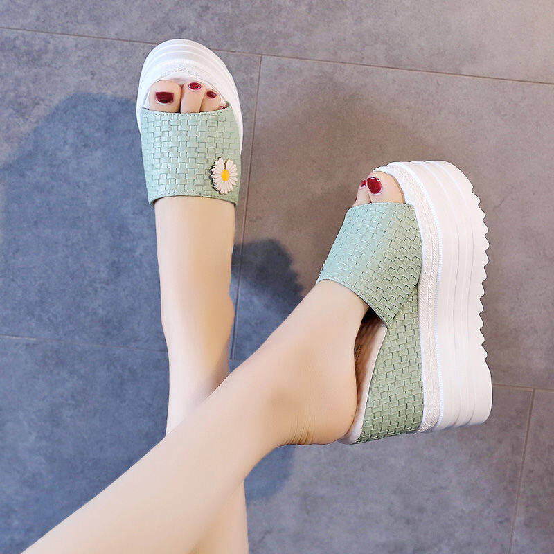 Sandal for Ladies Korean with Wedge Platform Sandals Wedge Sandals Korean Wedge Fashion Wedge Sandals for Women New High Heeled Thick Bottom Slippers Wedge Heels for Women Chunky Sandals for Women 032823