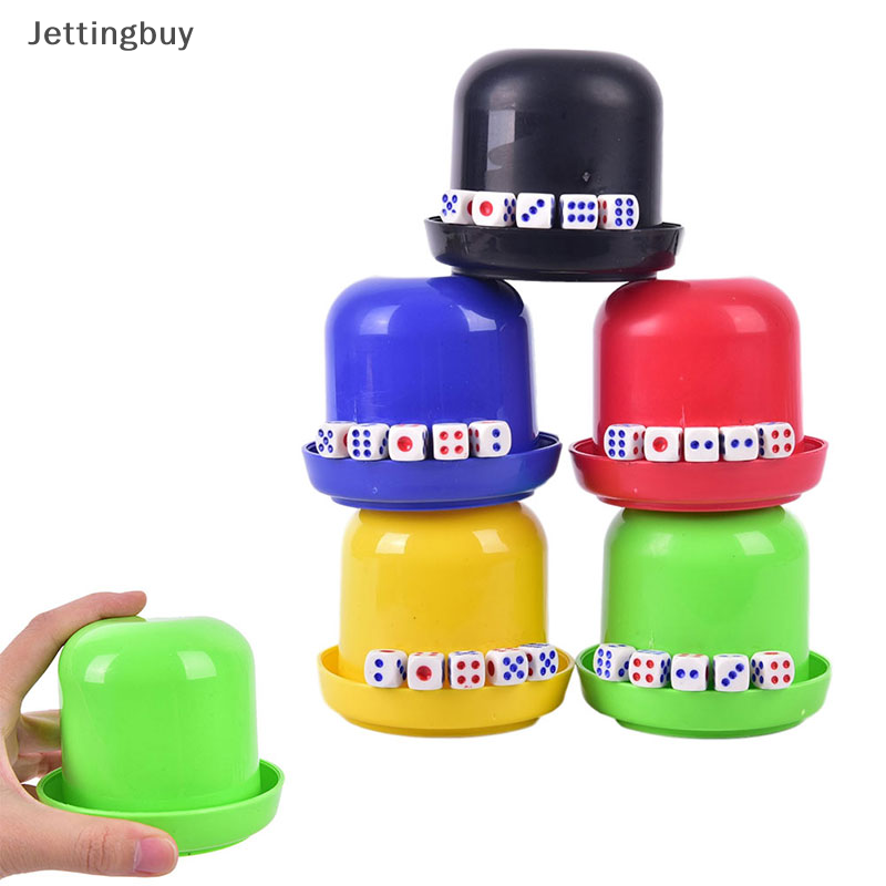 【Jettingbuy】 Flash Sale Polyhedral Dice Cup Drinking Board Game Gambling Dice Box With 5pcs Dices