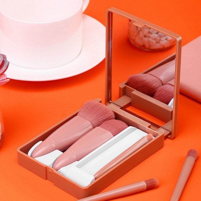 5Pcs Professional Makeup Brush Sets with Mirror Box / Conical Handle Premium Synthetic  Make up Brushes / Makeup Brushes Kits For Applying Foundation Powder Concealers Eyeliner Eyebrow Eye Shadows / Daily Basic Cosmetic tools