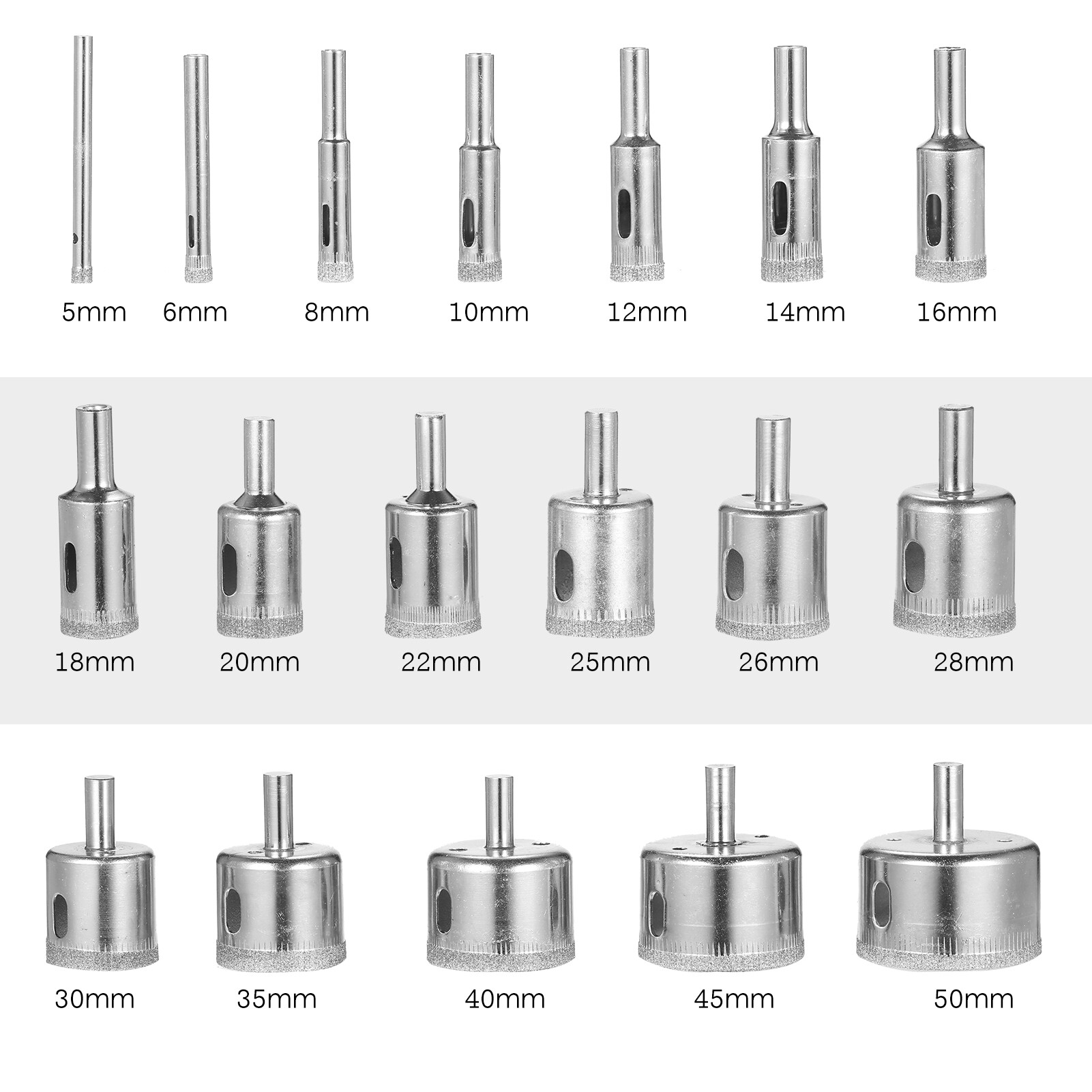 Smart Sensor 18 Chiếc Mũi Khoan Kim Cương Cho Gốm, Bộ Mũi Khoan Lỗ Kim Cương 0,2in ~ 2in