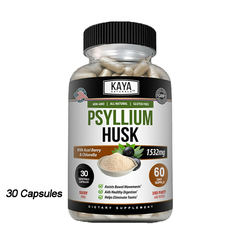 Psyllium Husk Capsules Organic Fiber Supplement 120 Capsules Of Psyllium Husk Powder 1532 Mg