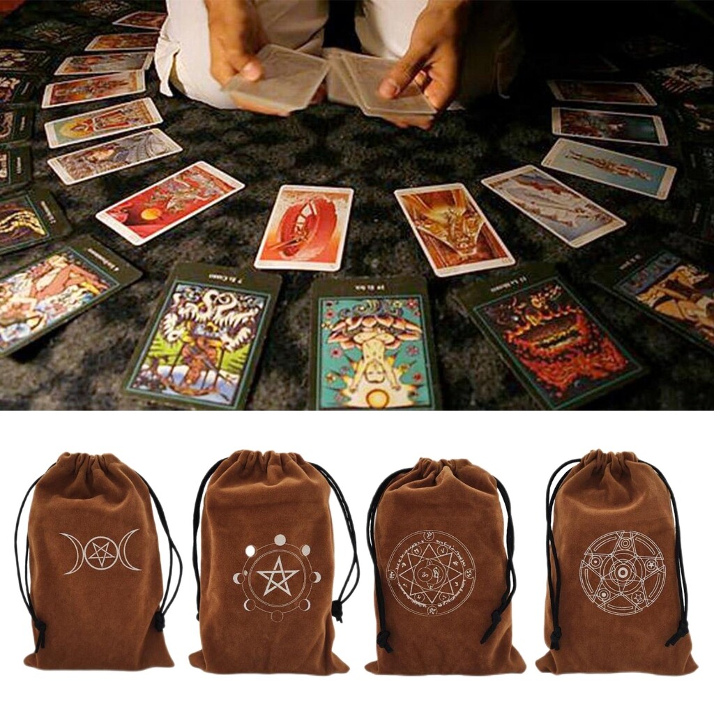 Tấm Trải Bàn Bói Toán Quả Lắc Tấm Lót Thẻ Bàn Thờ Runes Khăn Trải Bàn Trò Chơi Với Bàn Cờ Túi Đựng Tarots Túi Nỉ Dây Rút