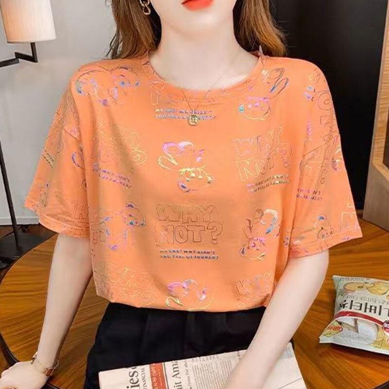 NICK T-shirt For Woemn Áo Phong Cách Hàn Quốc Áo Thun Nữ Tay Ngắn Dáng Rộng Vải Cotton