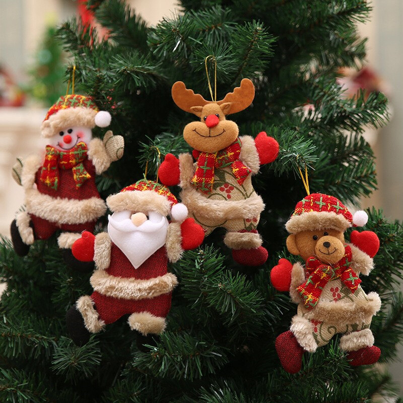 2021 Happy New Year Christmas Ornaments DIY Xmas Gift Santa Claus Snowman Tree Pendant Doll Hang Decoration