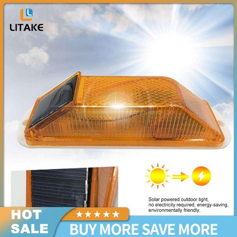 Litake【ready stock】Solar Strobe Warning Light Outline Safety Traffic Night Warning Flashlight Beacon Barricade Construction Obstacle Flashing Light