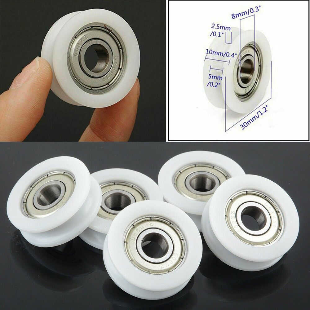2pcs U Nylon plastic Embedded 624 Groove Ball Bearings 4*19*8.5mm Guide Pulley 