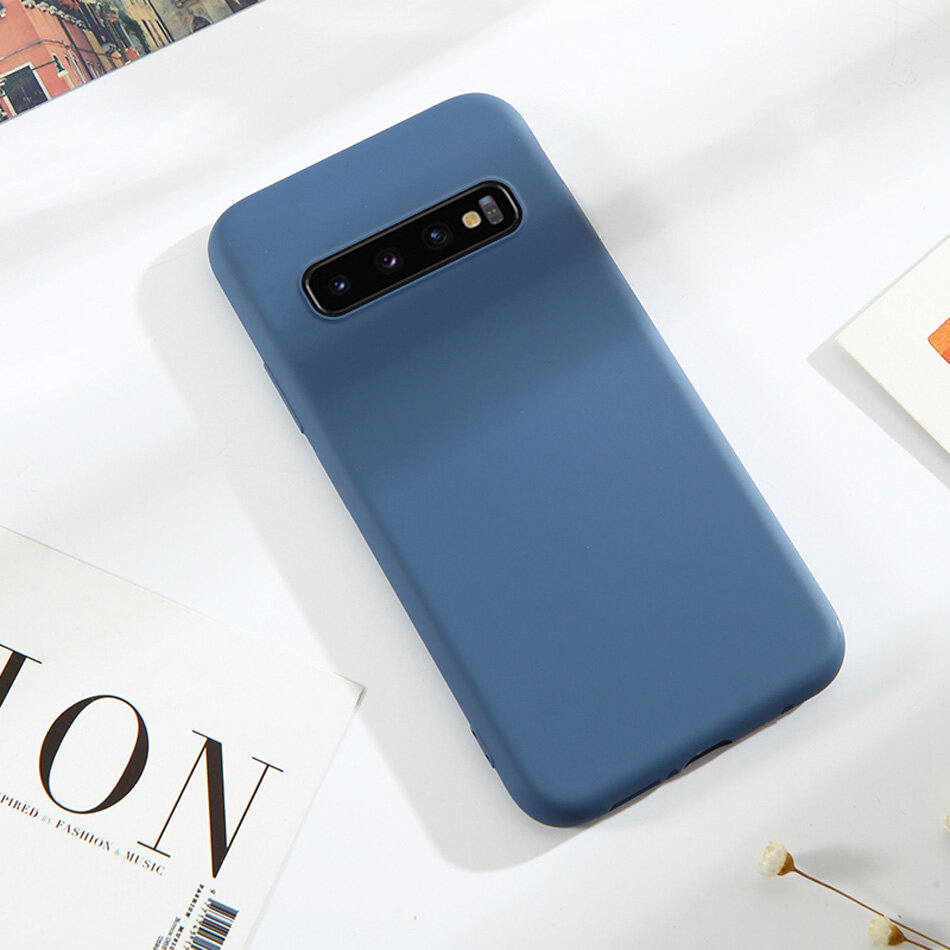 Case for Samsung Galaxy S10 Plus S10E Luxury Original Liquid Silicone Case Rubber Microfiber Cloth Lining Cushion Cover For S10+ casing