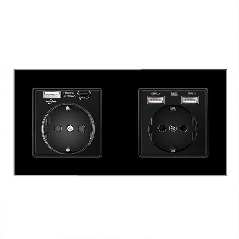 Double Wall Socket Socket Recessed Walls Switch Socket Panel With USB