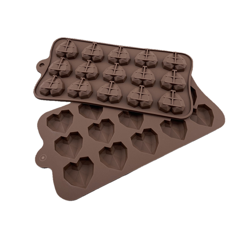 <Man YingLie> Heart Chocolate Molds 15 Diamond love Shape Silicone Wedding Candy Baking Molds