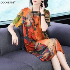 COCOEPPS Đầm Nữ Thường Ngày Cổ Tròn Cổ Điển Mới 2020 Váy Chữ A Dài Mỏng Dáng Rộng AA