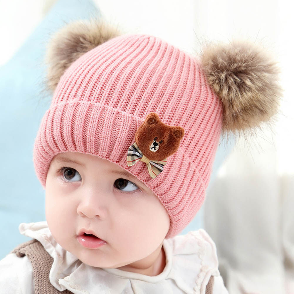 1PC Baby Kids Cap Hat Children Elastic Bear Hats Winter Warm Adjustable Caps
