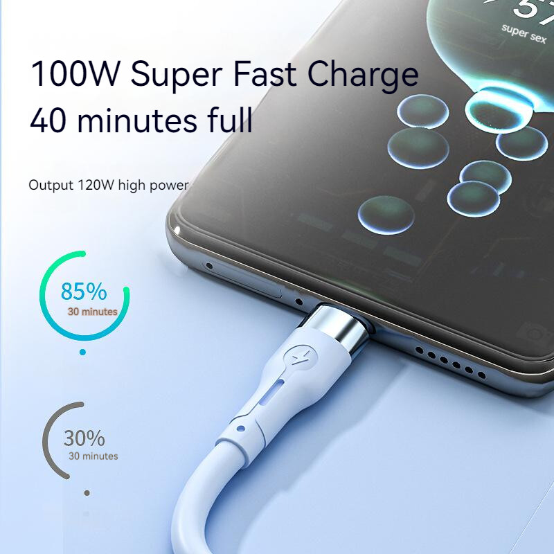 Vaorlo Ban Đầu 100W Cáp sạc nhanh USB-A Loại C nhanh Micro Thân Thiện Với Da Silicone đường dây truyền tải Dữ Liệu Tương Thích Với iPhone IOS Cho Điện thoại Huawei dây sạc