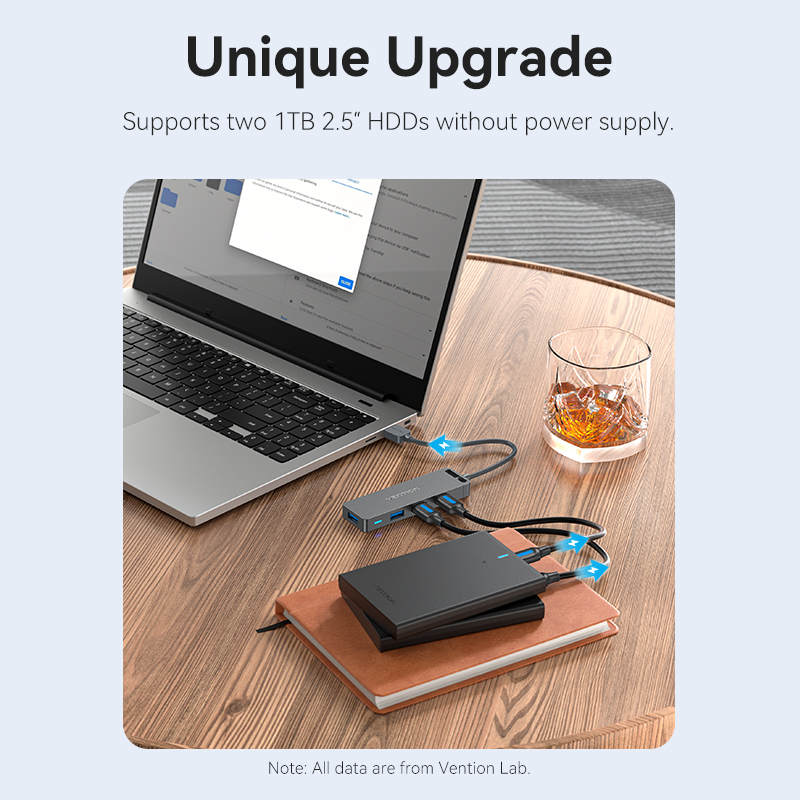 Vention USB Hub 3.0 4 Cổng - Bộ Chia Cổng USB Tốc Độ Cao 5Gbps - Hỗ Trợ Ổ Cứng 8TB, Tương Thích Windows/Mac - Thiết Kế Nhỏ Gọn, Cắm Là Chạy - Hàng Chính Hãng