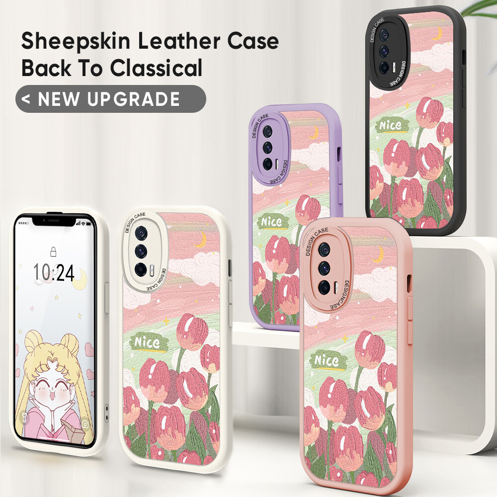 ZeroQiQi Casing Case For Redmi Note 10,Redmi Note 10 5G,Redmi Note 10 Pro,Redmi Note 10S Case Slim Skin Feeling Cartoon Pink Flowers Leather Back Casing Soft Silicone PU Leather Cover Phone Case