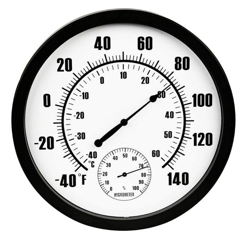 Thermometer Indoor Outdoor 10\  Patio Large Wall Thermometer and Hygrometer Mechanical watch core No Battery Needed