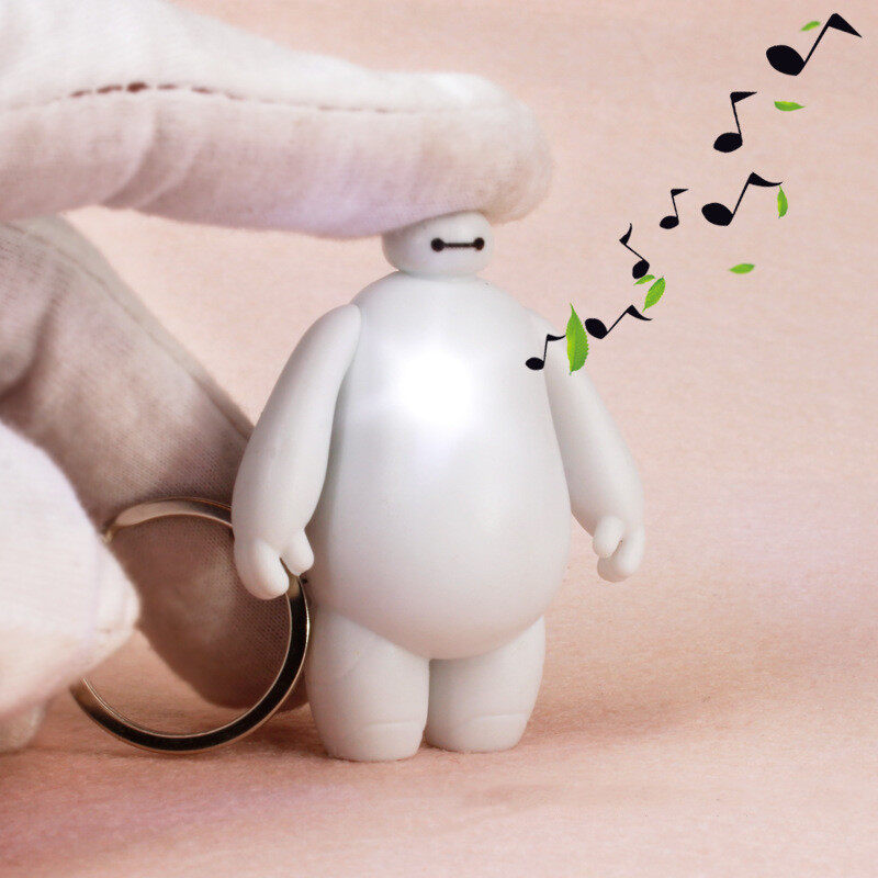 Cartoon Baymax Keychain LED Light Sound Big Hero 6 BayMax Doll Action Figures Hanging Bag Pendant Accessories