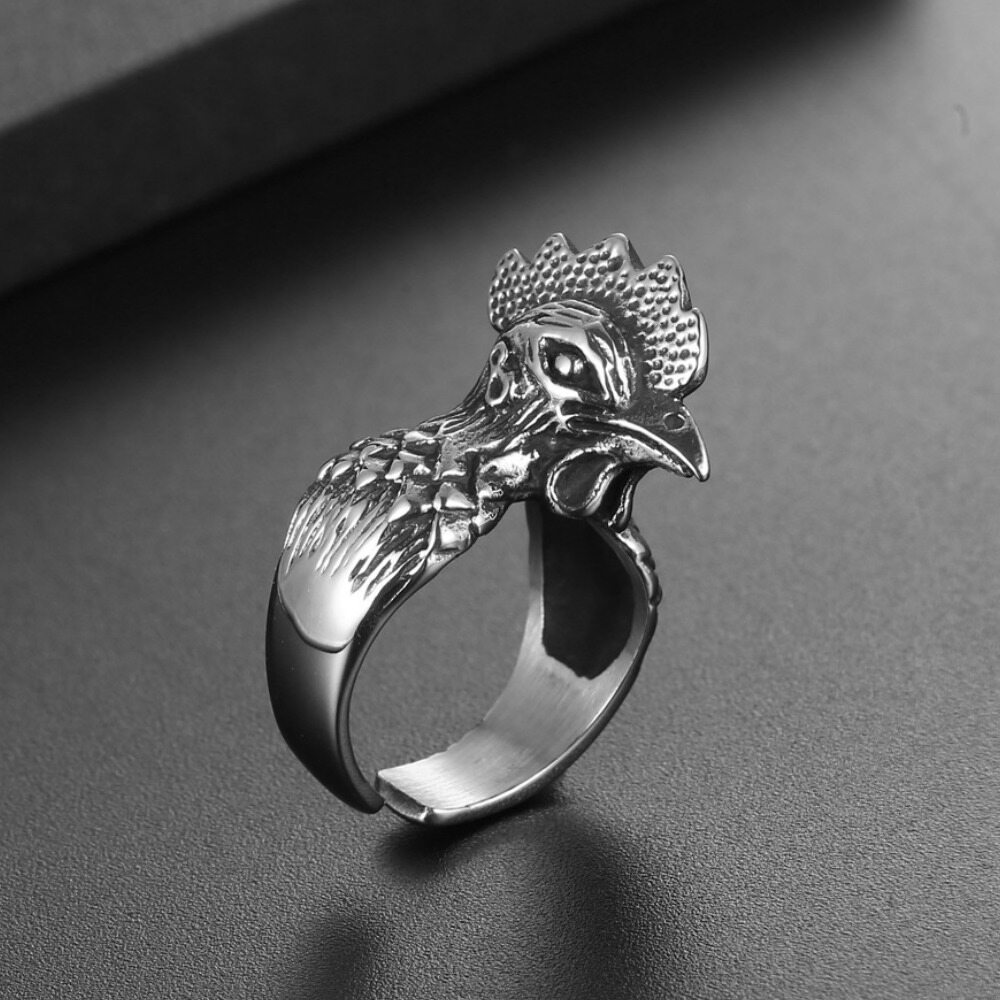 Novelty Creative Rooster Ring Retro Personality Zodiac Male Open Ring SA1126