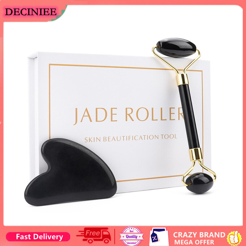 DECINIEE Quartz Jade Roller Heart Guasha Scraping Board Slimming Face Lift Massager Facial Massage Facial Jade Stone Skin Beauty Care Set Girl Gift Friend Mom