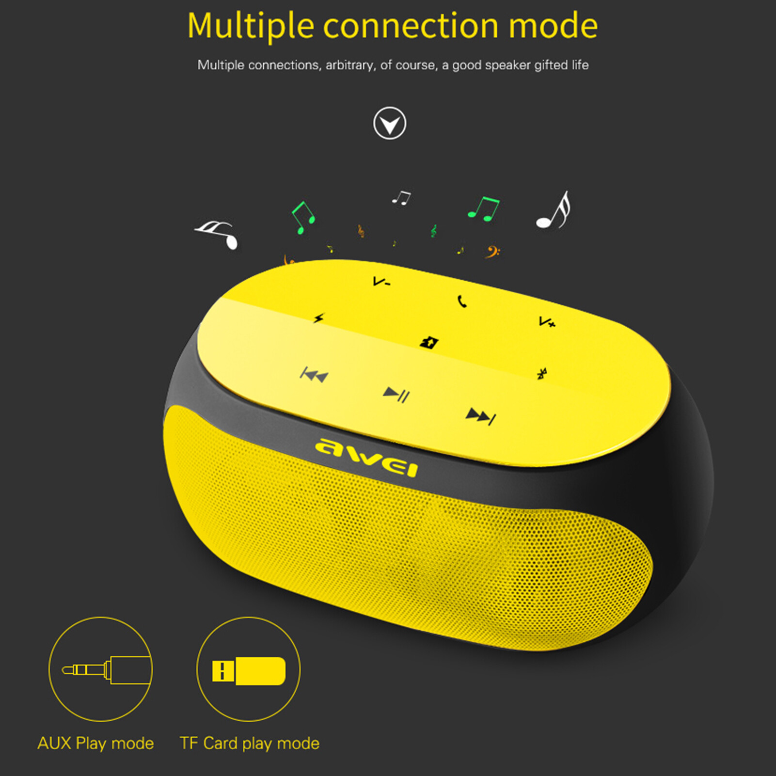 Awei Y200 Loa Siêu Trầm Âm Thanh Nổi Tương Thích Bluetooth Mini Tương Thích Hoàn Toàn Với Bluetooth